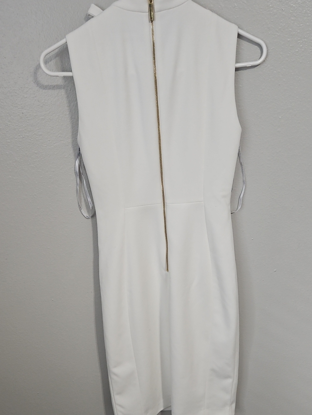 Calvin Klein White Sleeveless Midi Dress with Neck Tie - Picture 8 of 9